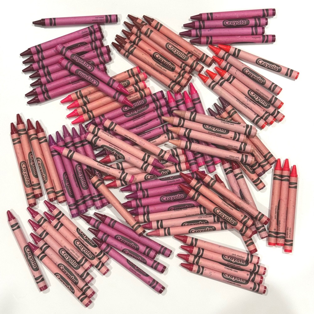 Vintage Crayola Crayon Lot Pink Red Rare Retired Discontinued 98 Count